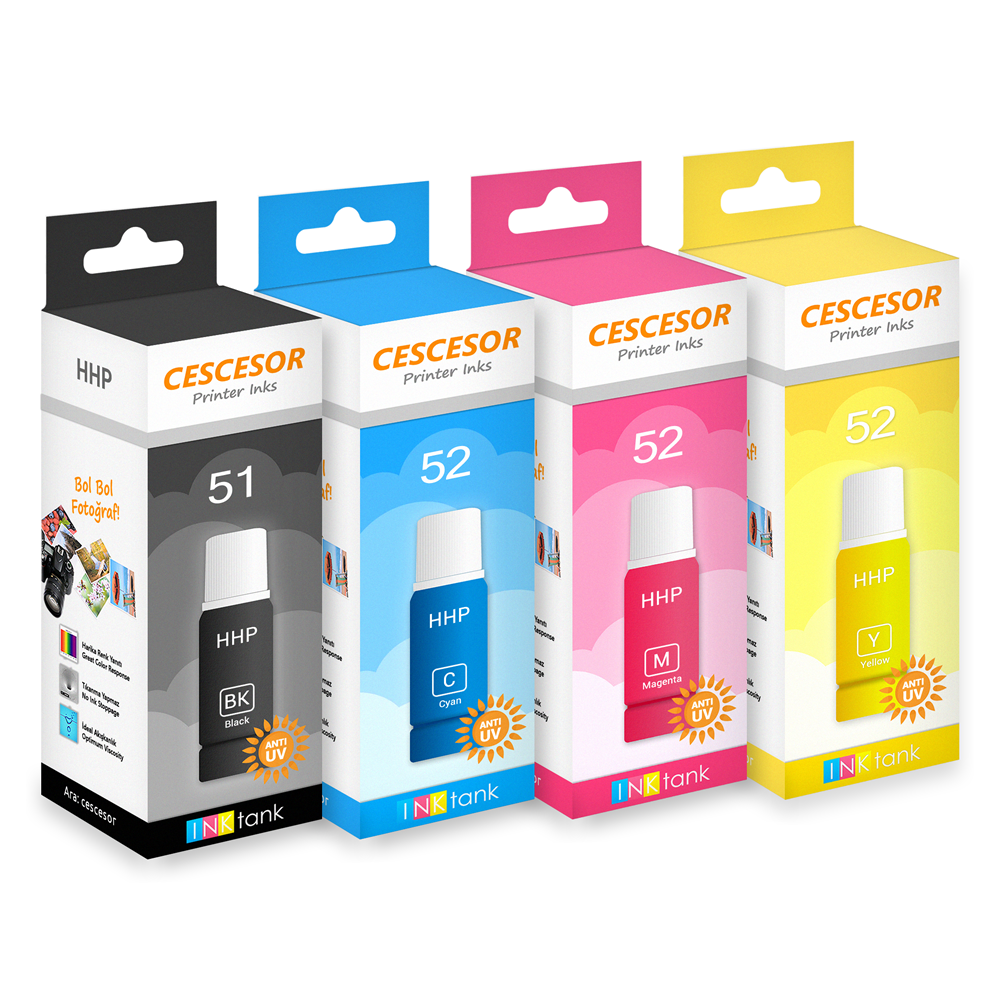 HP GT51 GT52 için Mürekkep CESCESOR